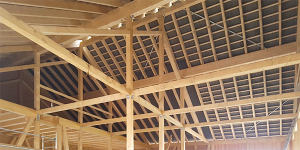Hallenbau einer Holzständerhalle